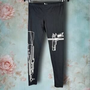 Vintage 2000s K Too Black & White Gun Garter Print Leggings
